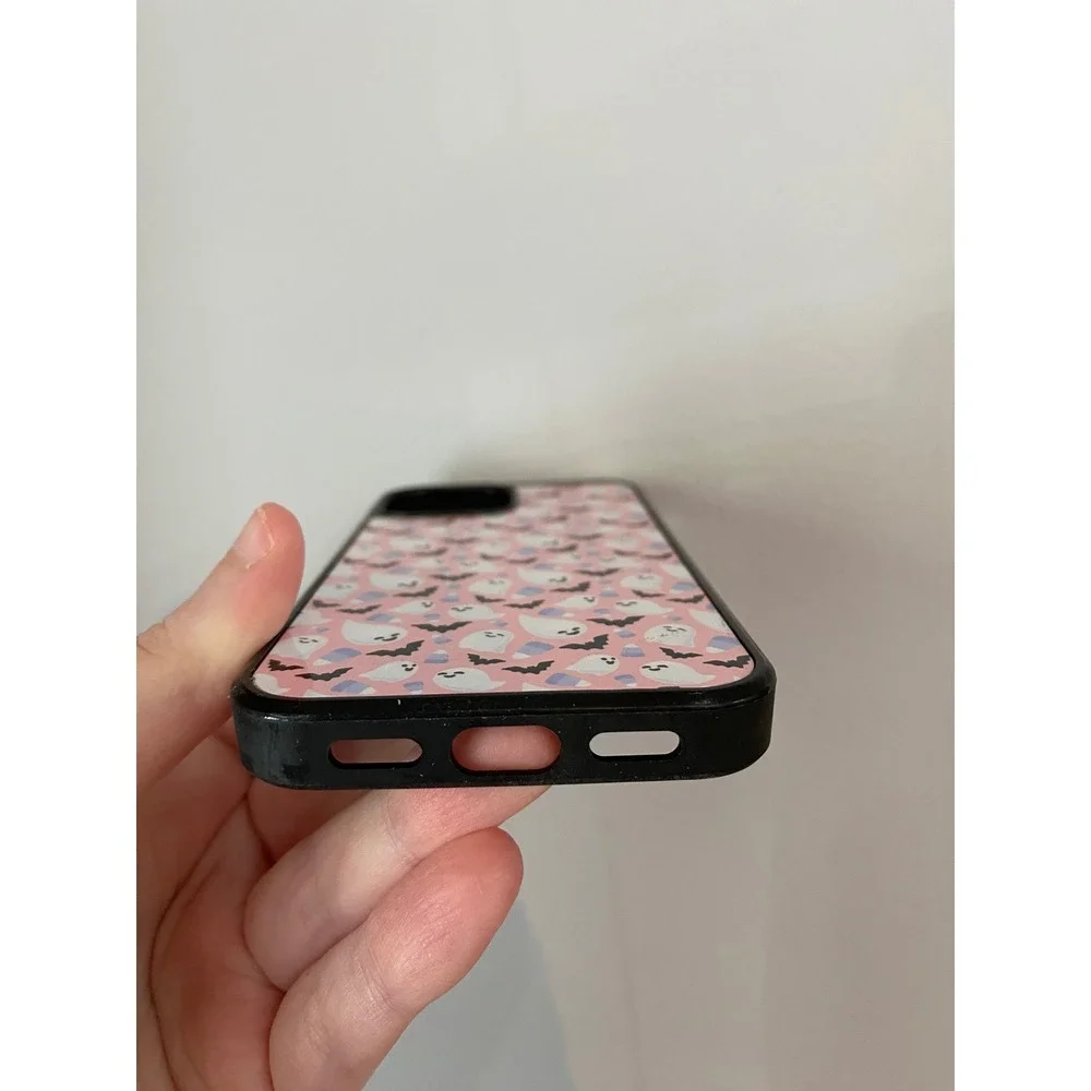 iPhone 13 Mini Case‎ Unisex Pink Ghost Bat Candy Corn Halloween Spooky Cute